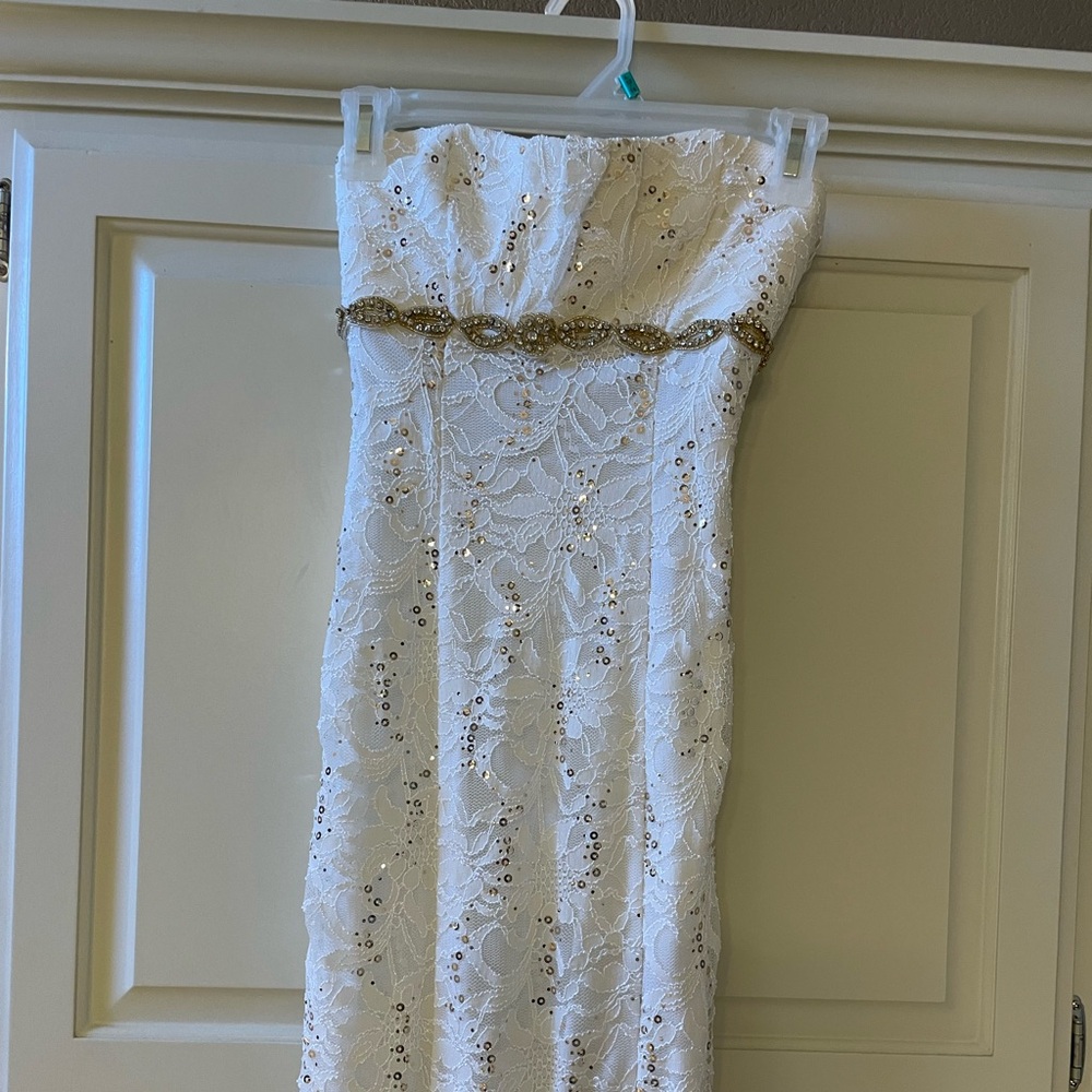 White and gold formal dress